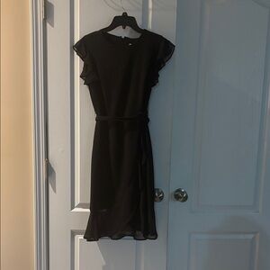 Elegant Black Ruffle Sleeve Dress